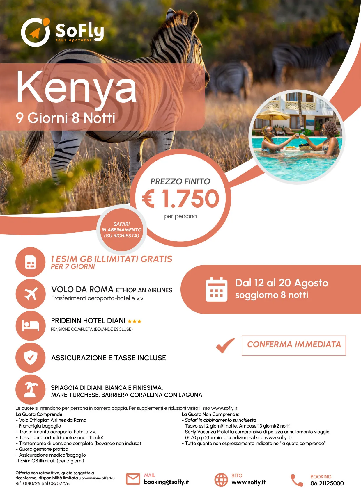 SPECIALE KENYA PRIDEINN HOTEL DIANI CON VOLO DA ROMA