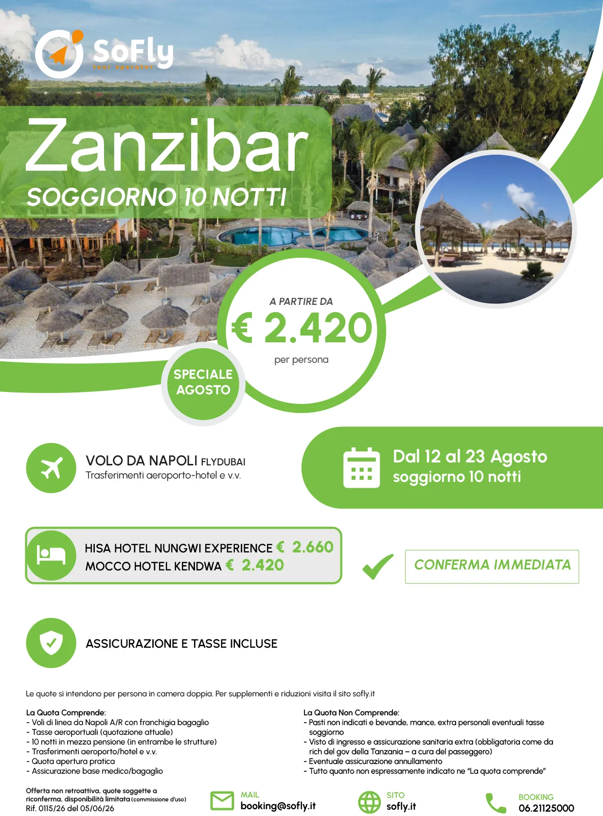 SPECIALE ZANZIBAR AGOSTO CON VOLO DA NAPOLI