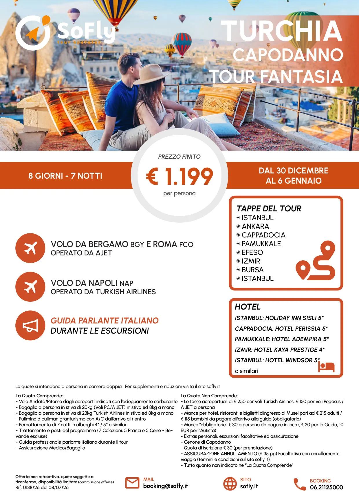 SPECIALE CAPODANNO TOUR FANTASIA CON VOLI DA NAPOLI ROMA E BERGAMO