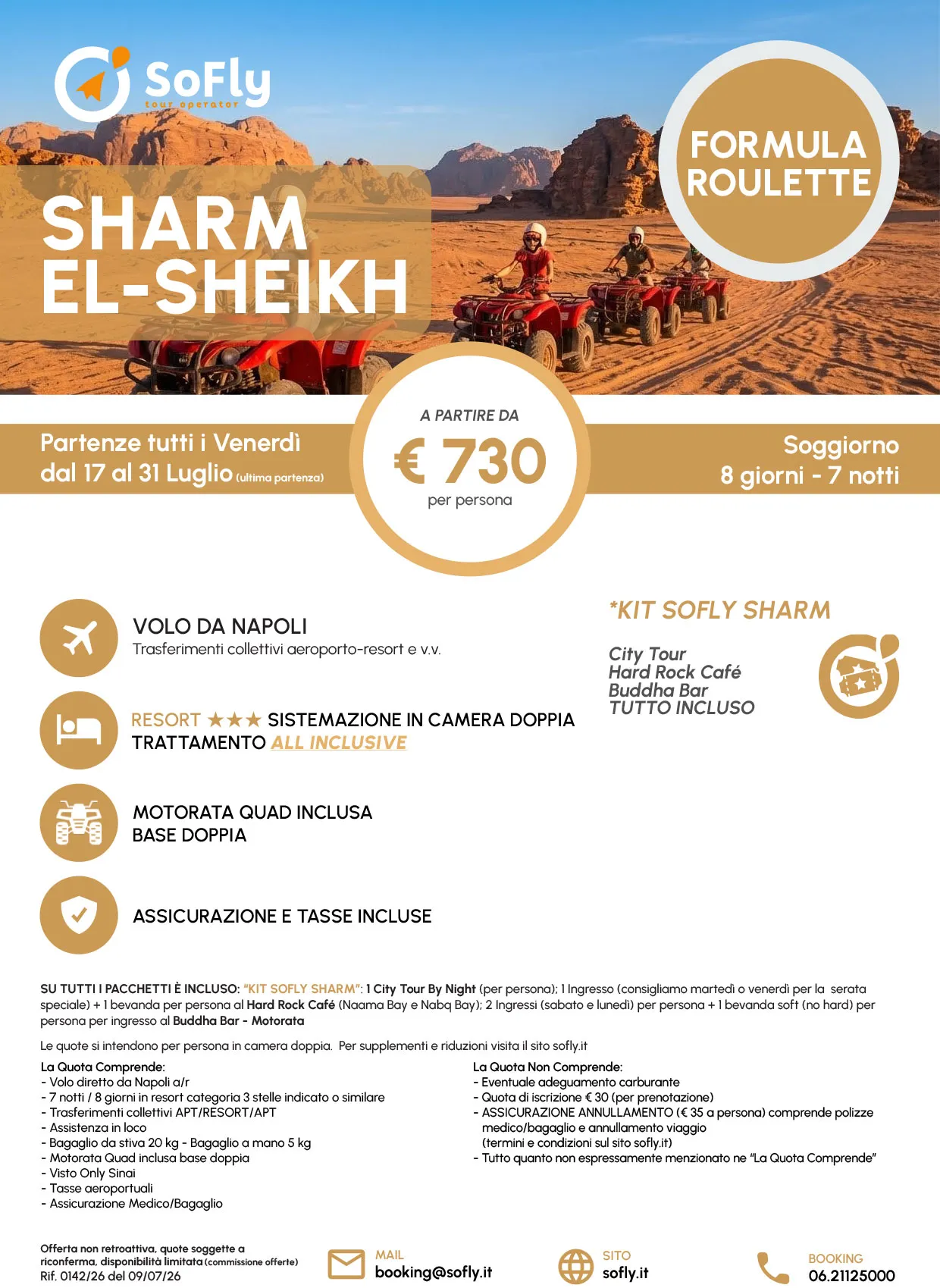 SPECIALE SHARM EL SHEIKH TUTTO INCLUSO FORMULA ROULETTE LUGLIO DA NAPOLI