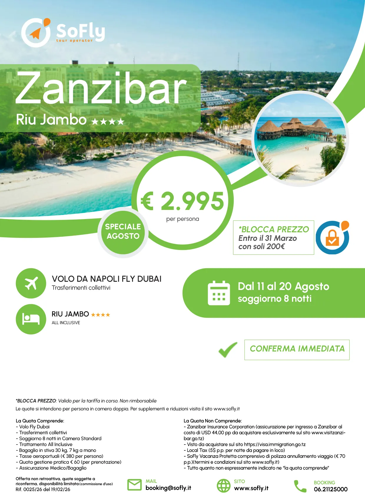 SPECIALE ZANZIBAR AGOSTO CON VOLO DA NAPOLI