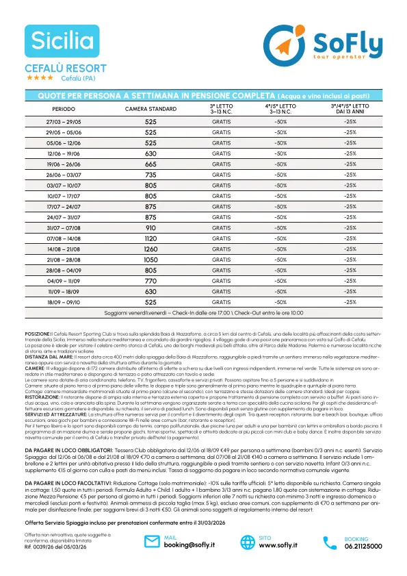 SPECIALE SICILIA ESTATE CEFALU' RESORT