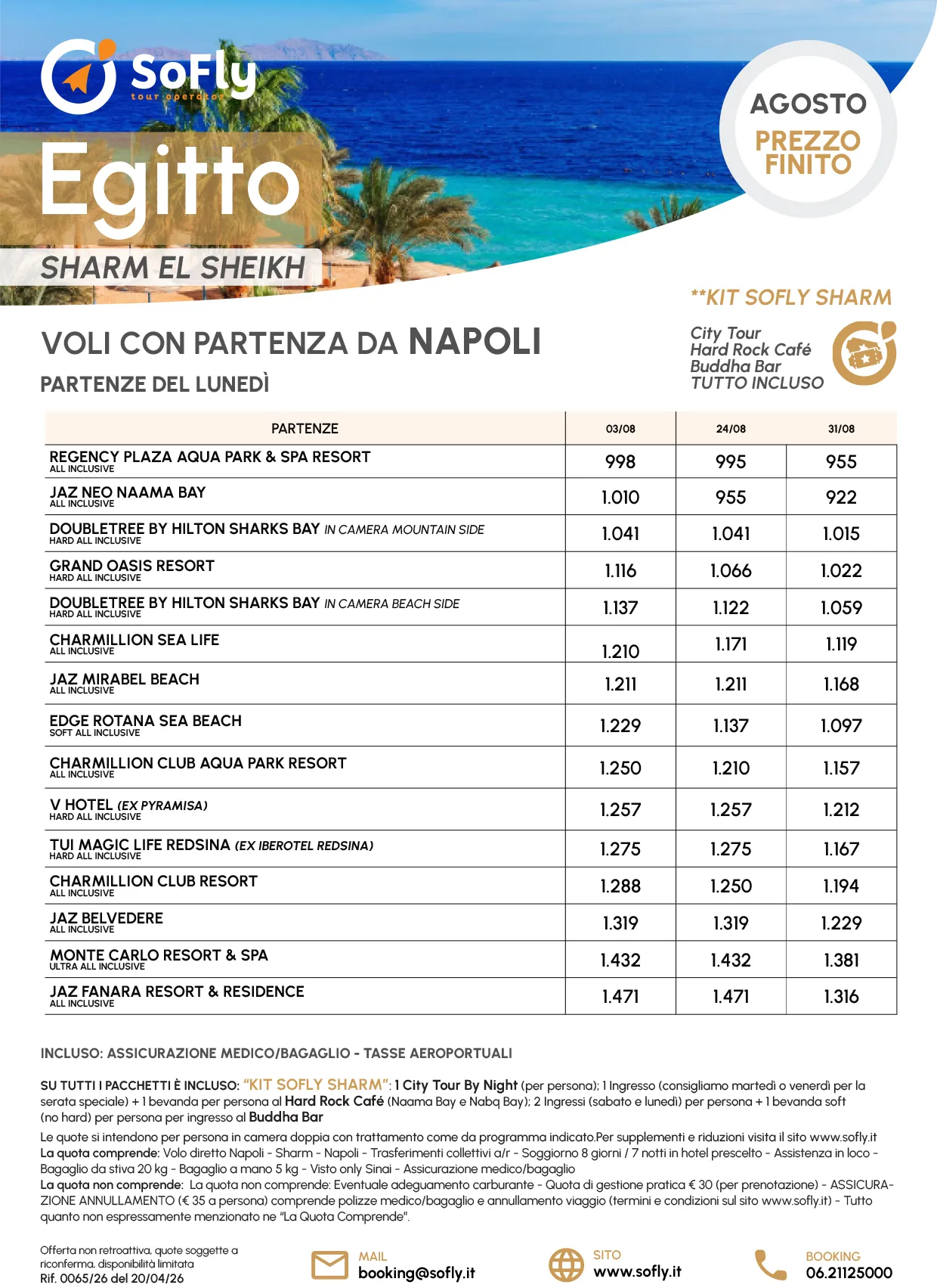 SPECIALE AGOSTO SHARM EL SHEIKH VOLO DEL LUNEDI'